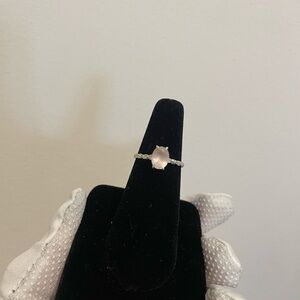 Oval Cut Rose Quartz Ring In Sterling Silver White Topez Size 7